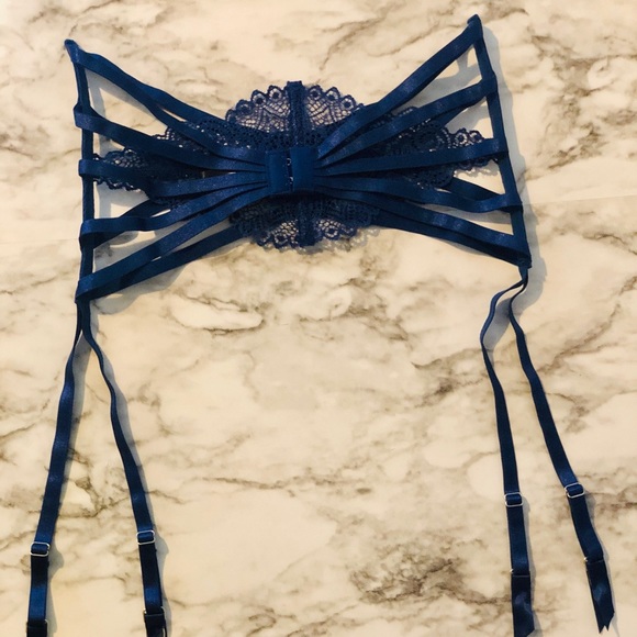 NWOT - Aisling Reine - Natasha in Sapphire - luxury lace waist cincher w/ garter - Picture 9 of 13